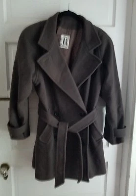JNY Jones New York Double Breasted Belted Tie Wide Lapel Peacoat Coat Womens S M - Image 1 of 4