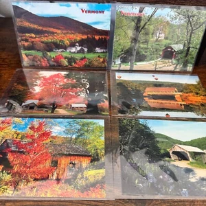 Postcard Picturesque Vermont Covered Bridges & Farm Scene By Alois Mayer_6 Lot - Picture 1 of 16
