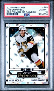 2024-25 O-Pee-Chee OPC PREMIER #P95 MASON MORELLI DIAMOND RAINBOW /75 PSA 10 - Picture 1 of 2