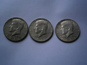 USA Half Dollar Coin 1966/1967/1969 Kennedy LOT SILVER - FREE POSTAGE!! - Picture 1 of 2