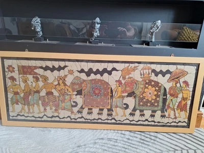 Sri Lanka Chandra Batiks Painting On Material,glass Framed Approx 20"x 52" - Image 1 of 4