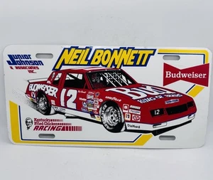 Vintage Junior Johnson Neil Bonnett Budweiser KFC Nascar Nummernschild Metall - Bild 1 von 3