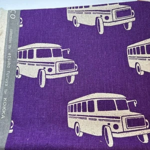 Etsuko Furuya echino Retro Bus Fabric 55×50cm Rare Collectible Quilting Japan - Picture 1 of 3