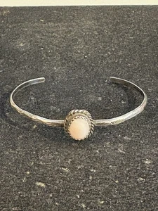 Vintage zierliches indianisches Mondstein Sterlingsilber geätzt Armreif Armband 4,5 g - Bild 1 von 4
