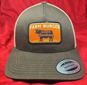 Yupoong The Classics Grassfed Farm Burger Trucker Hat Snapback Brown/Brown - Picture 1 of 9