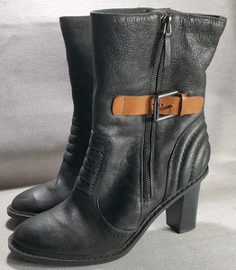 Clarks Lisette Azul Negro Cuero Botas Reino Unido 5.5 D Tacón Cremallera Forro Polar - Imagen 1 de 8