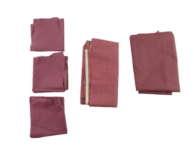 Lot of Dark Mauve Pink Fabric Panels Remnants Squares Floral Quilting Craft - Image 1 of 4