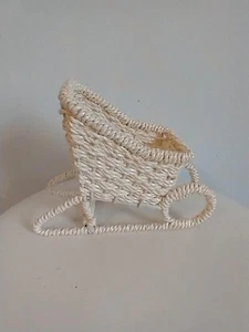 7"VINTAGE ECHTER WEIDENSCHLITTEN~NATUR~OFFWHITE~ERBSTÜCK~LEER~VERZIERT~WEIHNACHTEN - Bild 1 von 6