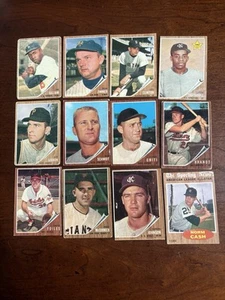 1962 Topps Baseball Lot 12 Dif Poor/Fair/Good Creasing 6 High #'S PRICE REDUCED - Picture 1 of 2