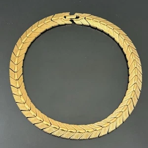 Vintage MONET signierte goldfarbene Chevron Gliederkette Grob Halsreif Halskette 94 g. - Bild 1 von 12
