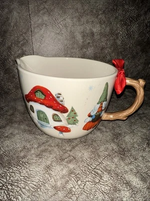 Holiday Time Gnome Mushroom House Bird 2 Qt Batter Mixing Bowl  Baking Christmas - Image 1 of 4