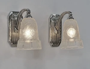 HETTIER & VINCENT : pair of French 1930 art deco wall sconces  #2... lamp France - Picture 1 of 12