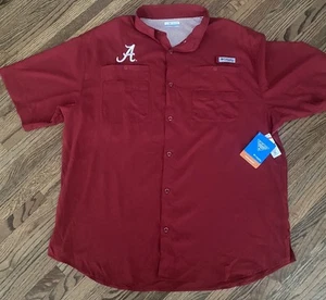Alabama Crimson Tide Columbia PFG Short Sleeve Shirt Red Tamiami XL Button Up - Picture 1 of 10