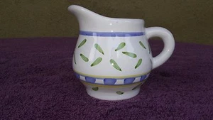 Williams Sonoma Yellow Blue Green Hand Painted Pitcher Creamer Italy 3.5" Tall - Picture 1 of 4