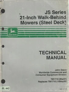 JL442 John Deere JS 21-Inch Walk-Behind Mowers Technical Manual (2001) TM1710 - Picture 1 of 1