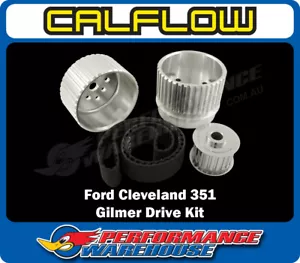 FORD CLEVELAND 351 GILMER DRIVE KIT SILVER BILLET ALUMINIUM WITH BELT - Picture 1 of 3