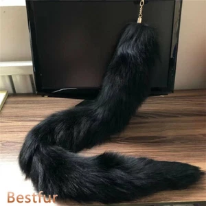 28"39"47" Long Real Fox Fur Tail Keychain Handbag Pendant Cosplay Toys Tassels - Picture 1 of 2