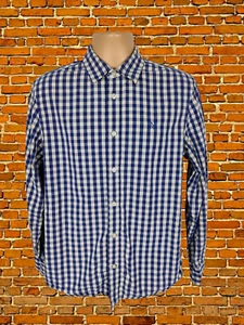 MENS CREW CLOTHING CO UK MEDIUM M BLUE GINGHAM CASUAL LONG SLEEVE CLASSIC SHIRT - Picture 1 of 6