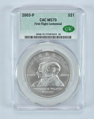 2003-P First Flight Commemorative Silver Dollar MS70 CAC - Image 1 of 4