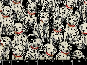Tina Scrap Puppy Party Packed Dog Fabric Cotton Dalmation Black White 9"x21" - Picture 1 of 1
