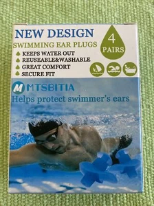 Mtsbitia Swimming Ear Plugs 4 Pack, Reusable, washable, Adult Size - Picture 1 of 2