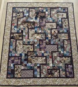 Handmade Oversized Patchwork Throw Quilt 66x57” Great Condition, Jewel Tones - Picture 1 of 10