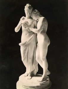 France Louvre Museum Sculpture Love and Psyche by Canova Old Photo 1880 - Imagen 1 de 3