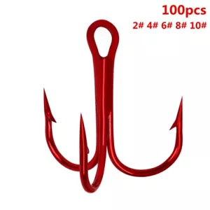 100 pezzi ami spinati in acciaio ad alto tenore di carbonio attrezzi da pesca 2# 4# 6# 8# 10# US - Foto 1 di 11