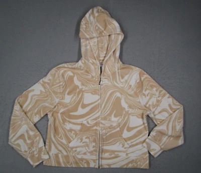 Juicy Couture Hoodie Women Extra Large Beige Swirl Velour Full Zip Long Sleeve Foto 1 de 4