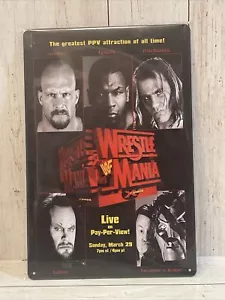 Wrestlemania 14 XIV Metal Poster Austin Tyson Michaels Undertaker Kane - Picture 1 of 1