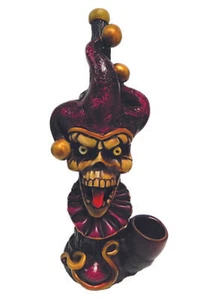 Malvado bufón púrpura payaso hecho a mano tabaco fumar pipa lengua cráneo espeluznante - Imagen 1 de 1