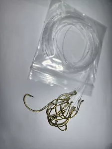 2/0 wide gap snelled hooks flounder fluke 48 inch leader 50 pack kahle hook - Picture 1 of 4