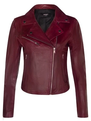 Ladies Leather Biker Jacket Classic Burgundy Red Real Lamb Nappa Gothic Jacket - Image 1 of 4