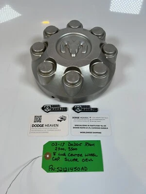 OEM 2003-2013 Dodge Ram 2500 3500 Hub Cap Center Cap Silver 8 Lug 52121450AD - Image 1 of 4