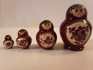 Verschachtelte Puppen Holz 4 Stück weinrot 3,25" groß - Bild 1 von 9