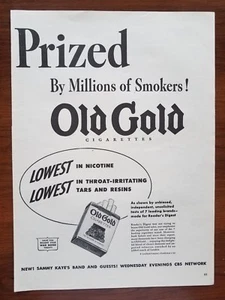 Anuncio impreso de cigarrillos de oro antiguo tabaco de la Segunda Guerra Mundial de colección década de 1940 decoración retro grande 1943 - Imagen 1 de 2