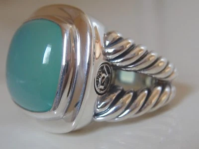 ANILLO CALCEDONIA AQUA DAVID YURMAN PLATA ALBION 14x14mm Foto 1 de 4
