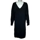 Treasure & Bond Women’s Size S Black Wool V-Neck Long Sleeve MIDI Sweater Dress