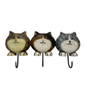 Perchero para gatos madera hecho a mano 3 clavijas gancho percha de pared 14,5 pulgadas - Imagen 1 de 11