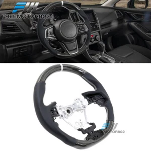 Fits 17-23 Impreza Steering Wheel Carbon Fiber + Leather Cover W/ White Stitch - Picture 1 of 7