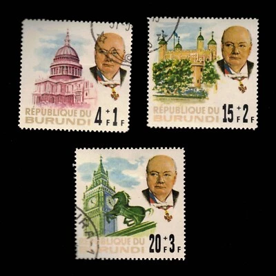Burundi, Scott B28-B30, Churchill, 1963, usado, 108683 Foto 1 de 2