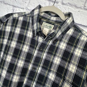 VTG LL Bean Shirt LT Tall Blue Heavy Flannel Scotch Plaid English Countryside - Picture 1 of 12