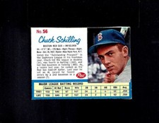 1962 POST #56 CHUCK SCHILLING-2--RED SOX--NO CREASES--EX/MT