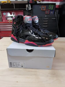 Nike Air Jordan 7 Retro Black Patent Gloss Crimson 313358-006 Womens Size 12 - Picture 1 of 19