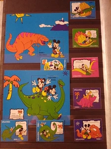 Disney Dinosaurs Mini Sheet MNH ×2 Stamps MNH Uganda - Picture 1 of 1