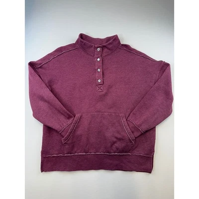 Maurices Womens Pullover Sweatshirt Top L Button Up Funnel Neck Kangaroo Pocket - Image 1 of 4