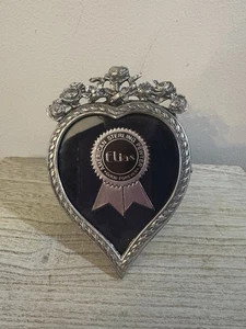 Marco de fotos pequeño Elias Sterling Pewter 1676 de colección 1991 raro corazón foto rosa - Imagen 1 de 15