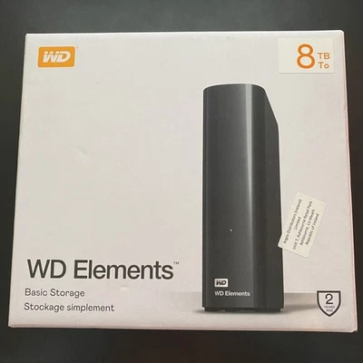 WD Elements External Hard Drive 8TB Black  - New - Image 1 of 4