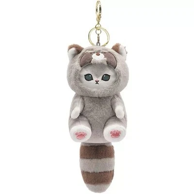 Mofusand Cat Raccoon Plush Keychain – Cute Kitty Soft Toy Bag Charm