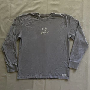 Life Is Good Long Sleeve Shirt Mens Size Medium Gray Casual Logo Cotton - Picture 1 of 12